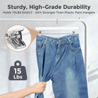 HOUSE DAY Premium Wooden Pants Skirts Hangers, Solid Wood Trousers Bottom Hanger with 2-Adjustable Clips, Clip Hangers for Slacks, Jeans, Shorts (White, Pack of 50)