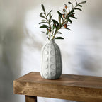 Mikasa White Embossed Dot Textured Ceramic Vase, 6.1x6.1x10.24 Inch