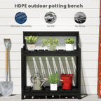 Domi Potting Benches for Outside, HDPE Garden Potting Table All Weather, Outdoor Potting Table with Storage for Patio, Backyard, Garden, Black