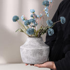 Grey Ceramic Flower Vase, 5.3 in Rustic Farmhouse Vase, Small Handcrafted Weathered Pottery Vases, Decorative Terracotta Vases for Flower, Living Room, Centerpieces, Table, Home Decor