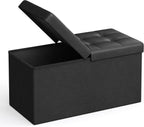 SONGMICS MAZIE Collection - 30 Inches Storage Ottoman Bench with Flipping Lid, Storage Chest Footstool, Load 660 lb, for Entryway, Living Room, Bedroom, Synthetic Leather, Black ULSF45BK