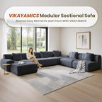 122" Modular Sectional Sofa Convertible L-Shape Cloud Couch, Corduroy Upholstered Boneless Sofa Set with Deep Seat & Movable Ottoman, No Assembly Needed, for Living Room, Bedroom, Home Office, Grey