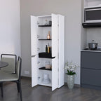 White 5-Shelf Kitchen Pantry Buffet Kitchen Sideboard,Three Fixed Shelves,for Kitchen,Dining Room,11.8 * 23.6 * 66.9