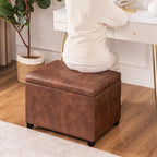 Joveco 24" Leather Storage Ottoman Bench, Rectangle Foot Rest Stool for Living Room, Bedroom, Entryway, Coffee