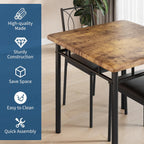 IDEALHOUSE Space-Saving Dining Table Set for 2 – 3-Piece Farmhouse Wooden Table & Upholstered Chairs – Easy to Clean, Ideal for Apartments & Breakfast Nooks – Compact Dining Furniture – Vintage Color