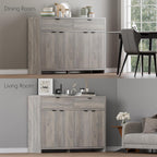 Fluted Sideboard Buffet Cabinet with Storage and Large Drawers, 55" W Credenza Storage Cabinet for Living Room or Entryway, 40'' H Farmhouse Buffet Table with Adjustable Shelves, Console Cabinet