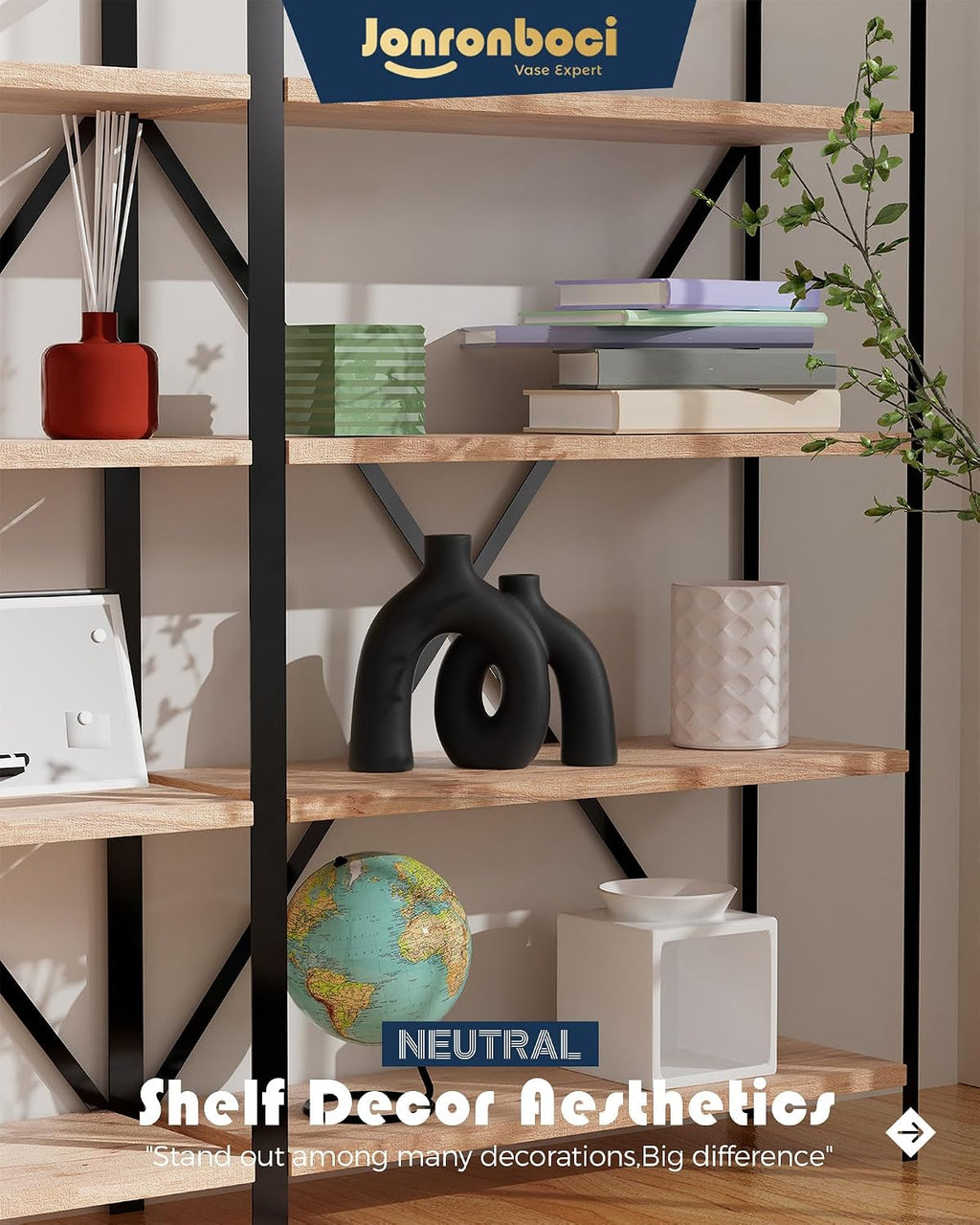 Matte Black Vase Set - Hug Hollow Donut Aesthetic Ceramic Vases Home Decor, Modern Nordic Minimalist Decorative Vase for Table Centerpiece Bookshelf Office Entryway Console Fireplace (Black)