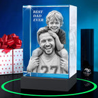ArtPix 3D Premium Crystal Photo, Personalized Gifts for Father, Dad, Men, Husband, Grandpa, Great Customized Gift With Your Own Photo for Mom, Wife, Women, Custom Glass 3D Laser Etched Picture Frame