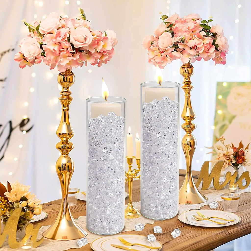 Fake Ice Cubes,1200 Pcs Clear Rocks for Vases,11 * 14 mm Plastic Diamonds,Plastic Ice Cubes Vase Fillers for Centerpieces