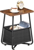 CHOEZON Nursery Side Table with Removable Fabric Basket, Small Side Table for Small Spaces, Nursery Nightstand for Couch, Bedroom, Living Room, Rustic Brown TBZ13BF