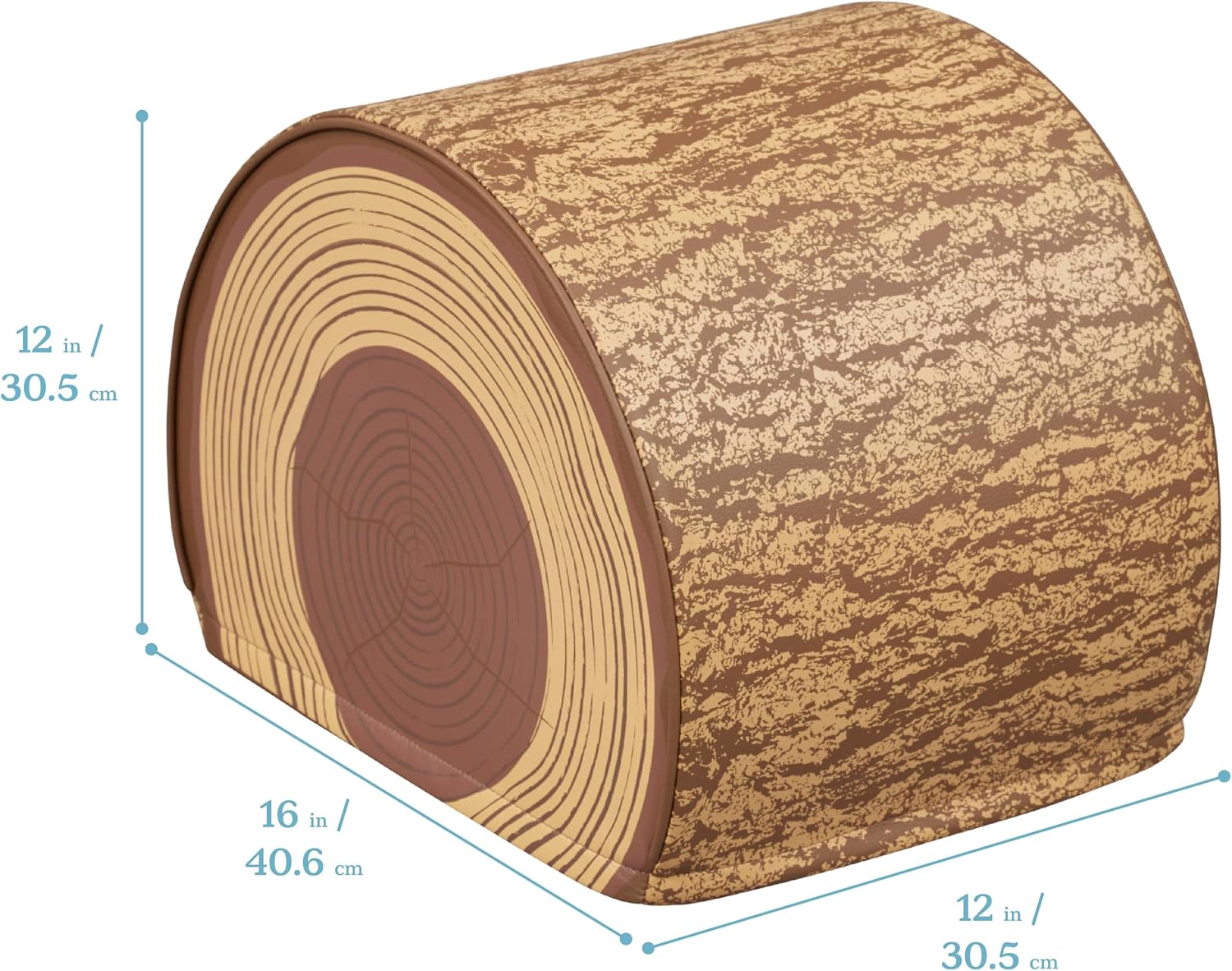 ECR4Kids SoftZone Tree Log Quarter Seat, 12in, Kids Bench, Chocolate