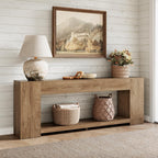 Epecoya 86-Inch Extra Long Console Table for Entryway, Farmhouse Sofa Table Behind Couch Wooden, 2-Tier Entry Console Tables with Storage for Entrance, Living Room, Natural Oak Brown