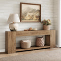 Epecoya 86-Inch Extra Long Console Table for Entryway, Farmhouse Sofa Table Behind Couch Wooden, 2-Tier Entry Console Tables with Storage for Entrance, Living Room, Natural Oak Brown