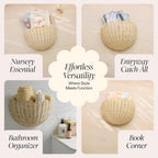 BEBE BASK The Original Scalloped Wicker Wall Basket – Set of 2 – Handwoven Scalloped Wall Baskets (16 x 10 x 7 in), Woven Rattan Wall Hanging Baskets - Natural Scalloped Basket