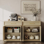 SICOTAS Buffet Cabinet with Storage Tall Modern Accent Storage Cabinet with Doors and Shelves 60 inch Wide Wooden Sideboard Credenza Buffets Console Table Coffee Bar for Kitchen Dining Living Room