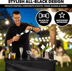 GoBar Portable Bar Table for Events - Black, 3 Skirts, or LED - Pop Up Mobile Bartending Station with Travel Carrying Case