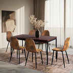 Homy Casa 6-Piece Suede Upholstered Dining Chairs Set of 6 – Armless Side Chairs with Padded Seat & Back, Metal Legs, Brown Accent Dining Room/Kitchen Seating