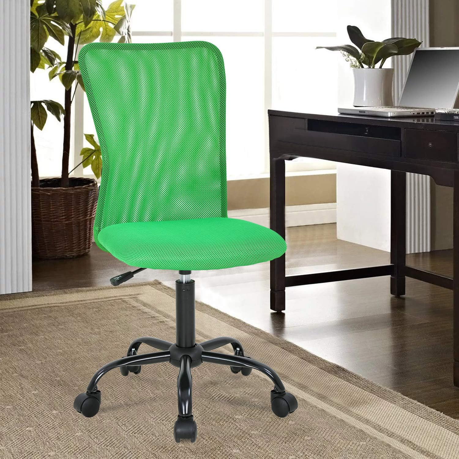 Home Office Desk Chair Ergonomic Mesh Computer Gaming Chair with Back Support Modern Executive Mid Back Rolling Swivel Chair for Men&Women (Green)