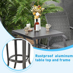 Tangkula 24 Inch Outdoor Bar Table, Patio Bar Height Table with Aluminum Tabletop & Heavy-Duty Metal Legs, Adjustable Footpads, Square Bar Table for Poolside, Backyard, Balcony