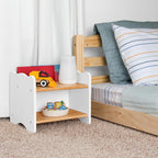 Ocodile The Original Kids Nightstand for Floor Beds, Solid Wood Small Bedside Table with Book Pocket, Low Tiny Nightstand for Nursery, Toddler & Kids Room, Montessori Style Side Table - White