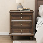 Nightstand with 4 Drawers, Wood Bedside Table Night Stand, Wide Sofa Side End Table 4 Drawers Chest of Dresser for Living Room, Bedroom