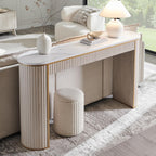 OKD Modern Fluted Console Table, 63" Long Narrow Entryway & Sofa Tables for Hallway, Tall Accent Table Behind Couch for Foyer Living Room, White Alder