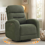 Power Swivel Rocker Recliner Chair for Nursery,Electric Rocking Reclining Chair, Upholstered Glider Nursery Recliner for Living Room, Bedroom, Teddy Green