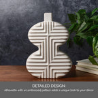 Mikasa Geometric Curve Stoneware Ceramic Vase, 7.72x2.72x10.83 Inch