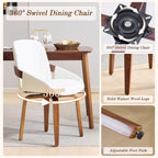 Swivel Dining Chairs Set of 4, Mid Century Modern Swivel Dining Chairs with Arms，Upholstered Kitchen & Dining Room Side Chairs with Solid Wood Legs for Living Room