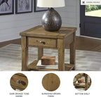 Signature Design by Ashley Vandenmore Casual 1-Drawer End Table with Bottom Shelf, Light Brown