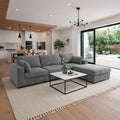 113" Oversized Sectional Sofa Set, Extra Large Modular Couch with Ottoman, Upholstered Chenille Cloud Couch Deep Seat Sofa Cushion Covers Removable for Living Room (4 Seater L Shaped Light Grey)