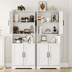Garvee 70 Inch Tall Storage Cabinet, Kitchen Pantry Cabinet with Doors and Adjustable Shelves, Freestanding Wooden Classic Cupboard for Living Room, Dining Room, Bathroom, White