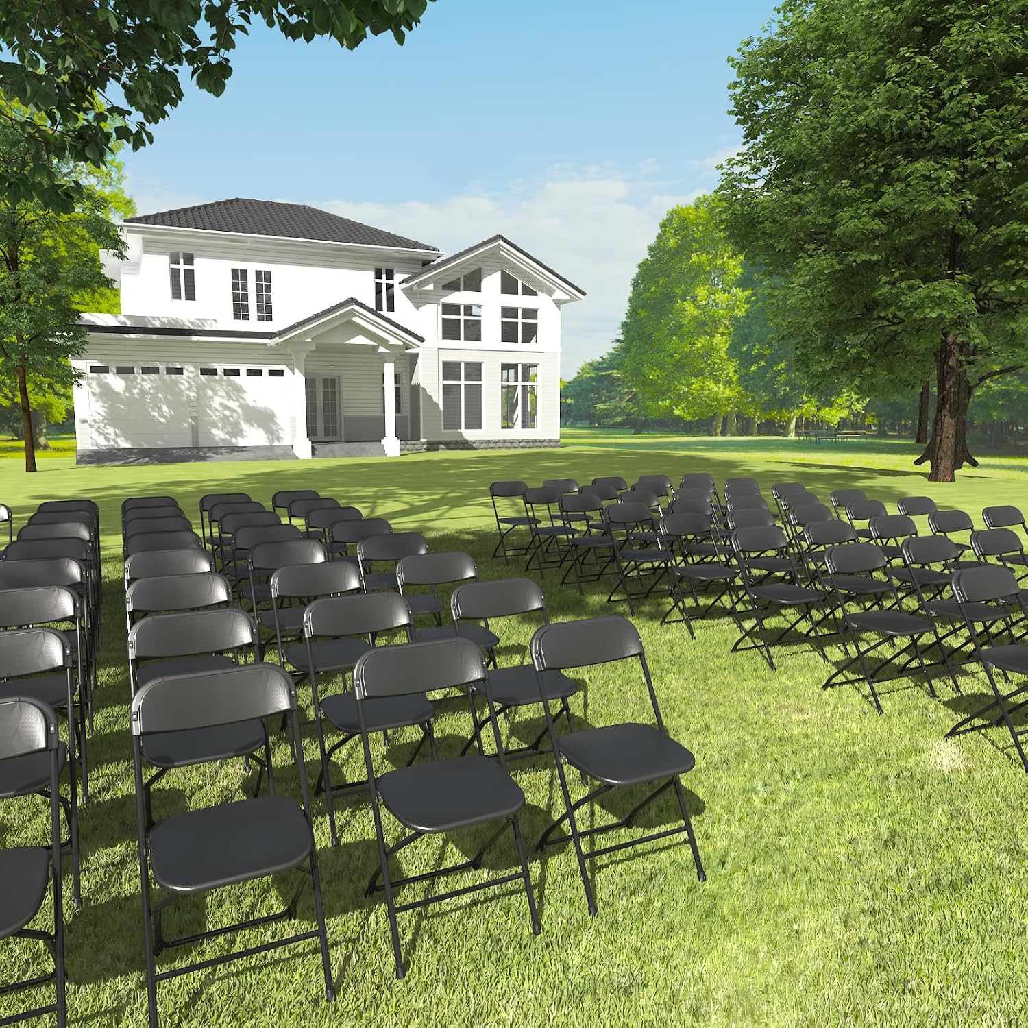 60 Pack Black Folding Chairs, Plastic Folding Chairs Outdoor Indoor, 350lb Capacity,Portable Event Chair, Lightweight Folding Chair,for Events Office Wedding Party Rental Picnic Patio