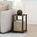Furinno Turn-N-Tube Side Table Set of 2, 2-Tier Stackable Modern End Table with Open Shelf, Toolless Night Stand, Bedside Table, for Living Room, Bedroom, Black Walnut
