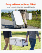 VEVOR Storage Trunk, Set of 2, Wooden Suitcase Storage Boxes with Padlocks, Large Trunk Includes Casters and 3 Metal Handles, Decorative Store Chest with Lids for Travel, Apartment, Dorm, White