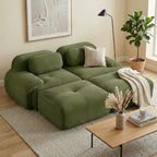 SoarFlash 81” Sectional Cloud Boneless Sofa Couches for Living Room-2 Seater U-Shaped Modern Lounge Couch-No Assembly Modular Corduroy Convertible Sponge Sleeper Sofas with Chaise for Home House,Green