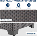Kullavik Outdoor Ottoman Set of 2,All-Weather PE Wicker Outdoor Footstool with Thickened Cushions for Garden,Backyard,Deck,Porch,Poolside,Navy Blue