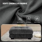 Upholstered Ottoman Footstool with Cushion for Sectional Sofa Couch 300lbs for Living Room,Chenille Fabric(Grey)