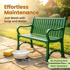 2-Person Green Memorial Garden Bench Poly Lumber Rot-Proof All Weather Outdoor Patio Bench for Porch Backyard Park