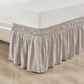 Lush Decor Ruched Ruffle Elastic Easy Wrap Around Bed Skirt Single Queen/King/Cal King Neutral - Queen Bed Skirt - Dust Ruffle - Tan Bedskirts