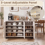 Giantex Sideboard Buffet Cabinet with Storage, 45" Farmhouse Coffee Bar Cabinet with 3 Doors & Adjustable Shelves, Mid Century Modern Sideboard Buffet for Kitchen, Living Room, Entryway (Light Oak)