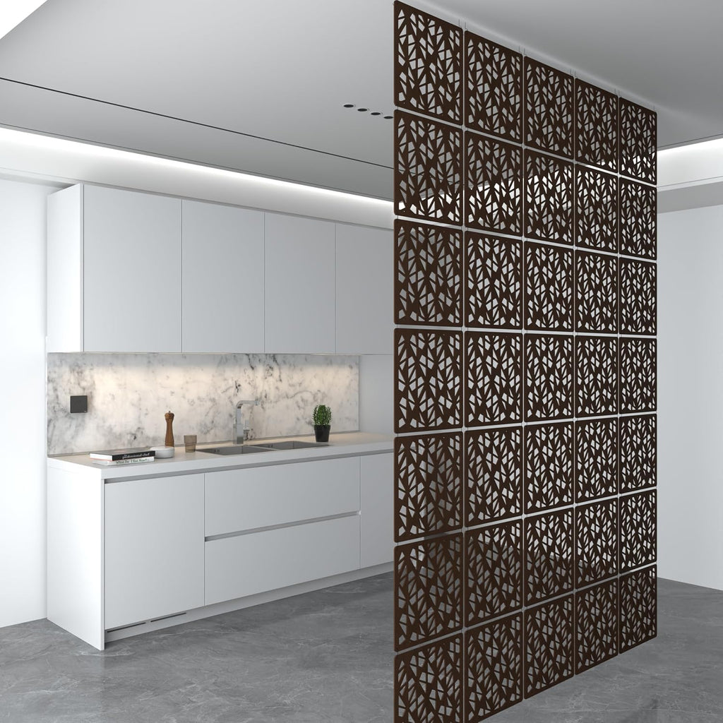 Ceiling Hanging Room Divider Panels, Walnut