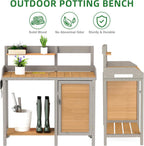 Wooden Potting Bench Table with Sink,Outdoor Garden Table Work Bench with Storage, Workstation for Outside Patio Lawn
