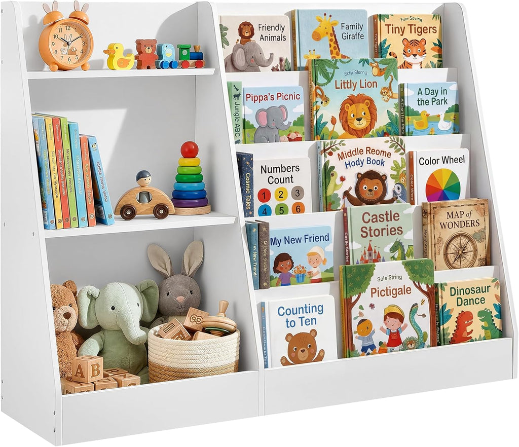 SONGMICS Custos Collection - Book and Toy Storage Organizer, 5-Tier Montessori Kids Bookshelf and Toy Storage Shelf, for Children's Room, 11.8 x 40.8 x 31.5 Inches, Cloud White UGKR077WZ01