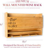Personalized Wine Rack - Wall Mounted Custom Engraved Holder for 4 Bottles and Glasses - Ideal Gift for Wine Lovers, Weddings, Housewarmings - Customized Names Gifts for Couples