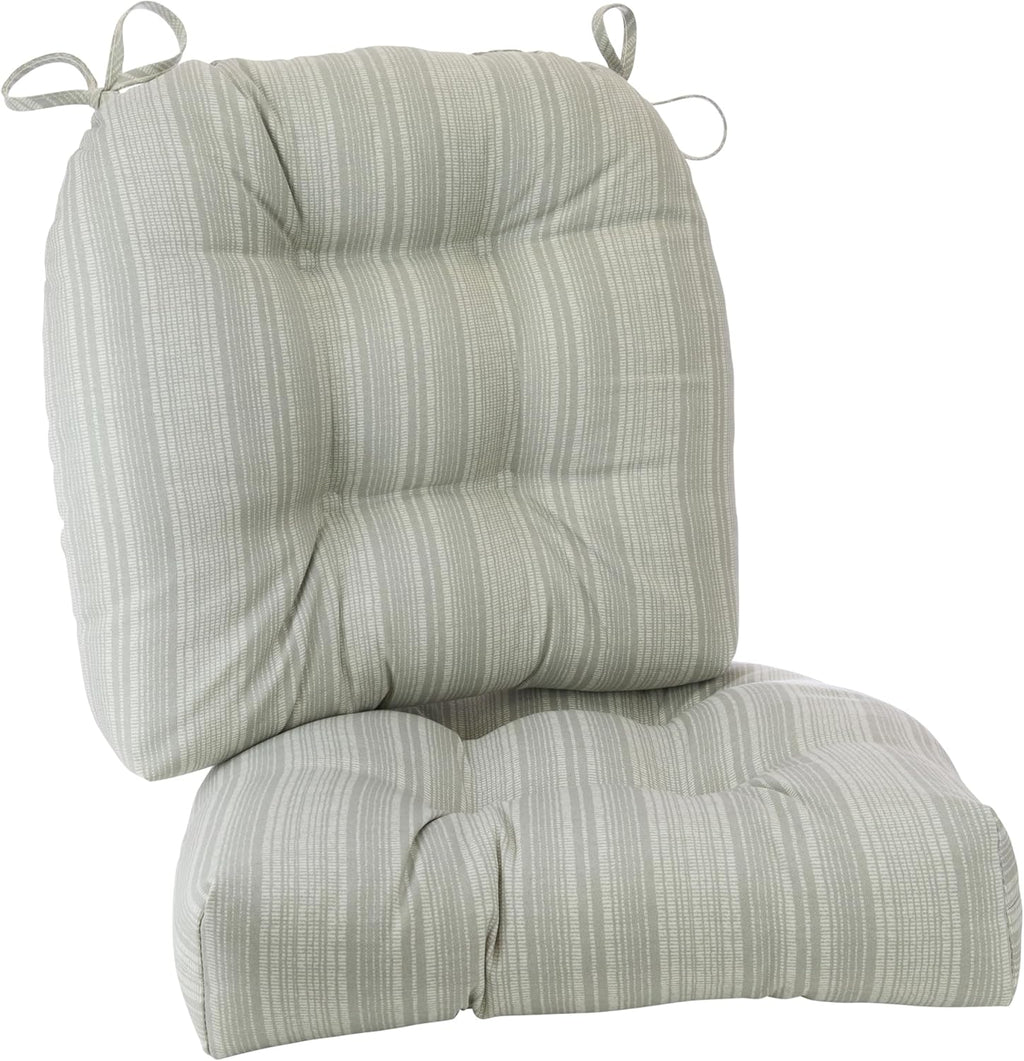 Klear Vu Wicker Solarium Indoor and Outdoor Chair Cushions for Patio Furniture, Kitchen and Dining Room, Water-Resistant Seat Pads, 19x18 Inches, 2 Pack, Boardwalk Stripe