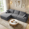 kinmars 108" Boneless Sectional Couch,Corduroy Cloud Couch Sectional for Living Room,Modern L Shaped Modular Sectional Couch,3 Seater Sofa (Dark Gray, 108.9" L Shaped with Left Facing Chaise)