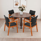 Dining Chairs with Arms Set of 4, Wood Frame Faux Leather Kitchen Chairs, Comfortable Upholstered Accent Chairs for Kitchen, Dining Room,and Living Room(Black)