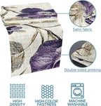 Spring Botanical Bed Runner Bedding Decorative Scarf for Fits Cal King Bed, Watercolor Purple Floral Leaf Vintage Beige Luxury Foot Throw with Satin for Hotels Homes, Guest Rooms, 102" x 20"