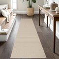 IOHOUZE Washable Runner Rug 2x8 Non Slip Rubber Backed Hallway Runner Entryway Runner Indoor, Kitchen Rugs Woven Cotton Floor Carpet for Kitchen Hall Entrance Bedroom, Cream/Beige